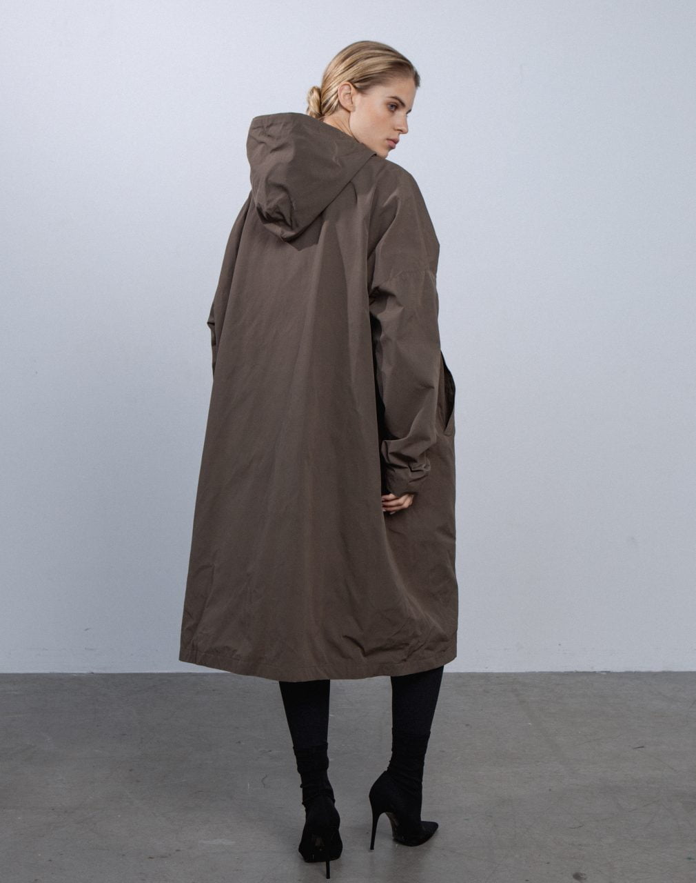 Calf length outlet raincoat