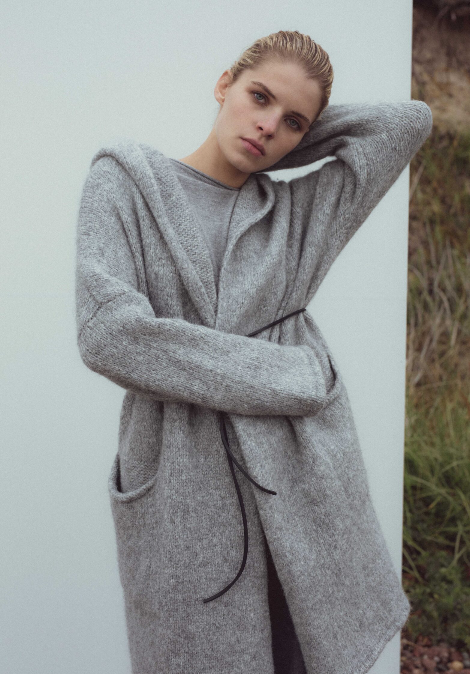 uranus hooded cardigan grey melange | unlabel fw 23/24