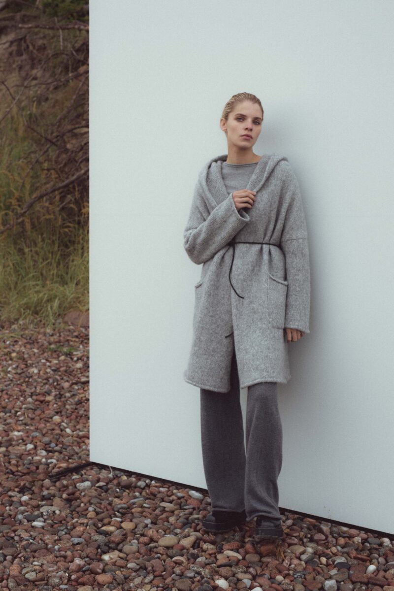 uranus hooded cardigan grey melange | unlabel fw 23/24