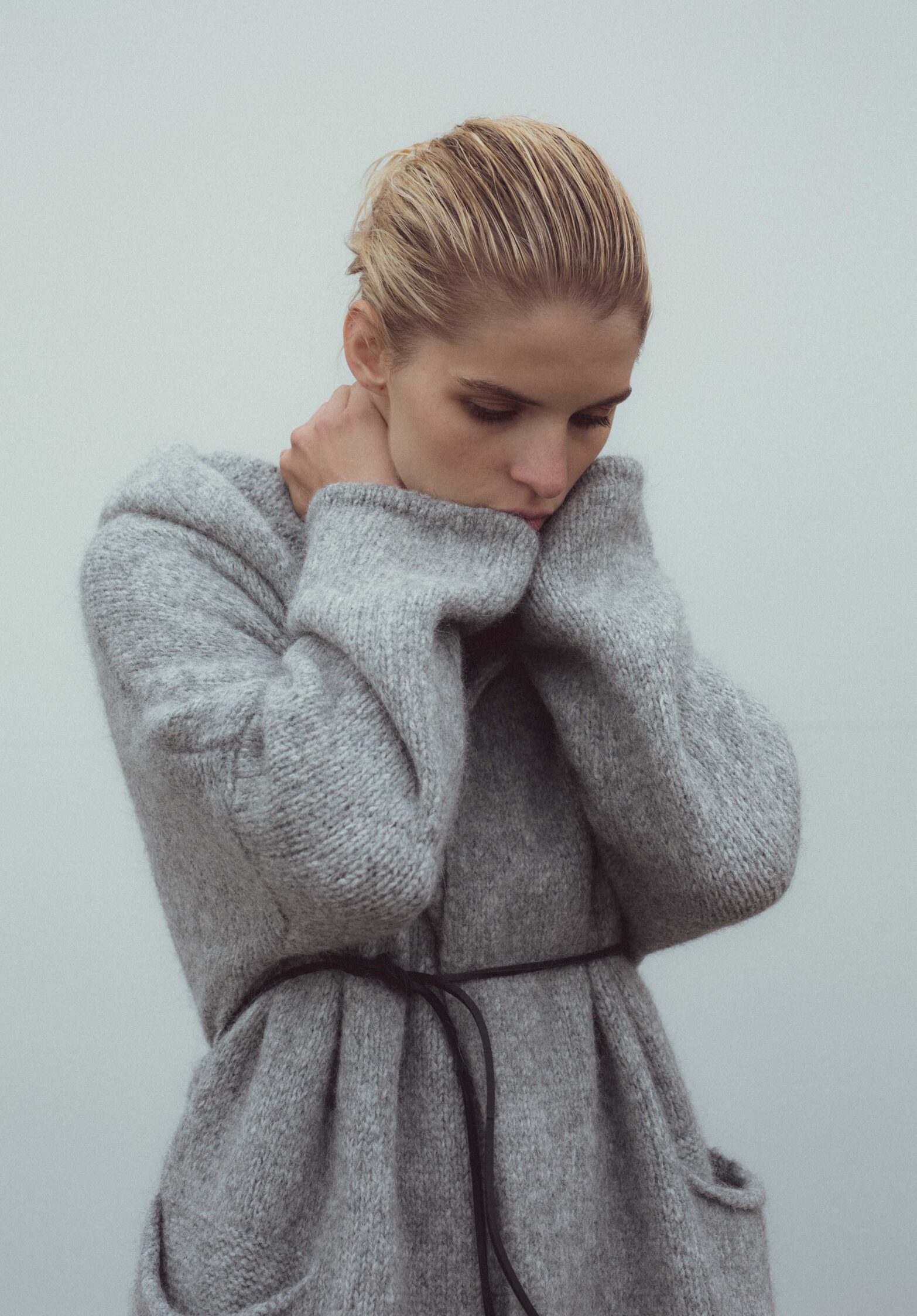 uranus hooded cardigan grey melange | unlabel fw 23/24