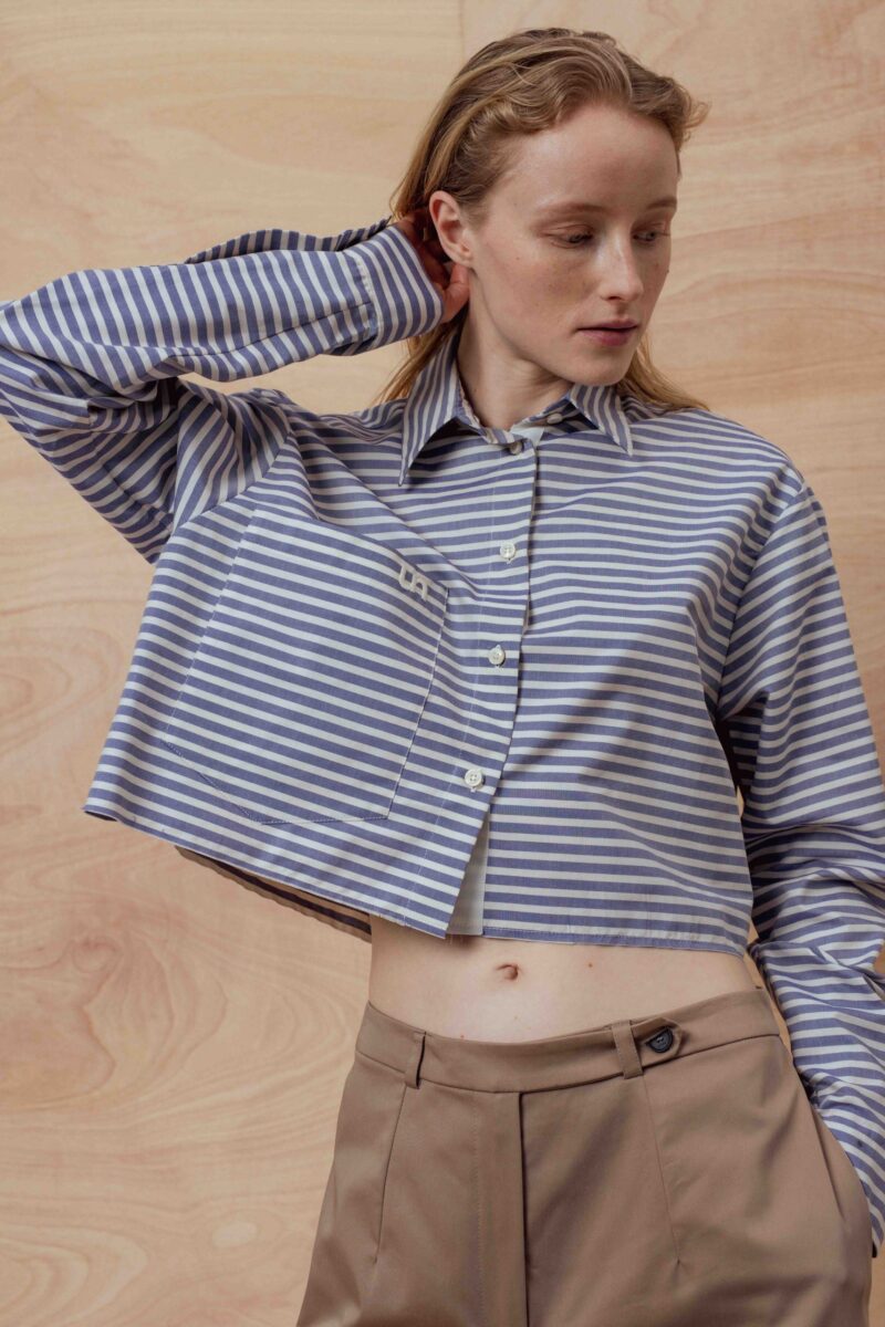 bjoerg striped cropped shirt