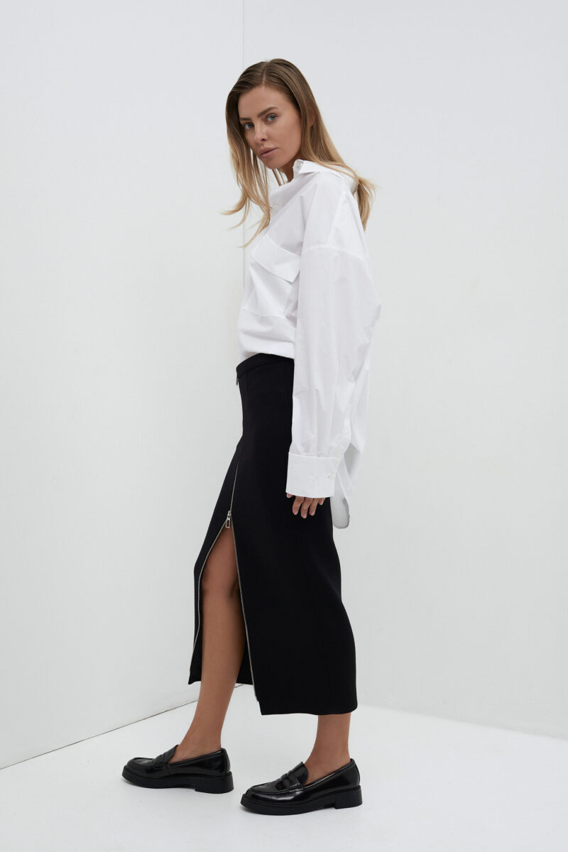 loop pencil skirt with zipper