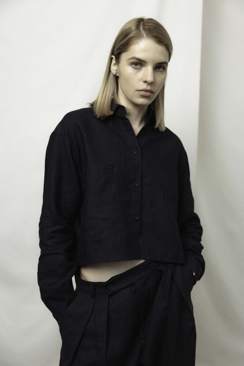 iduna cropped linen shirt | unlabel