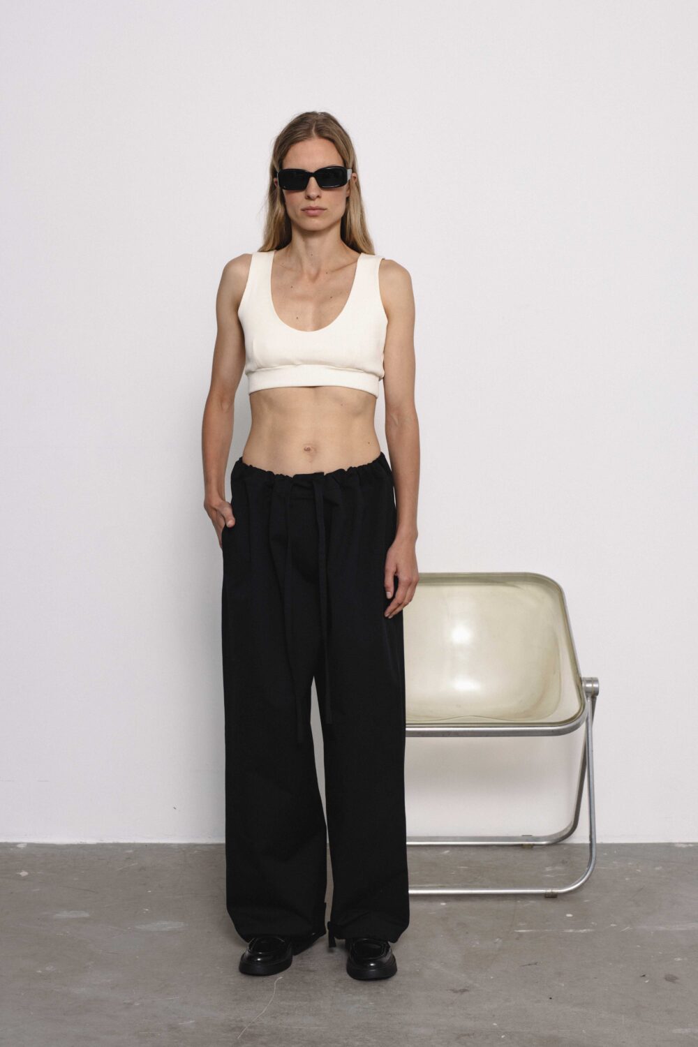 Women's clothing fashion. Amy pants from unlabel f/w 25'26 collection. Minimalist style, modern design, premium quality womenswear. Made in Lithuania.
