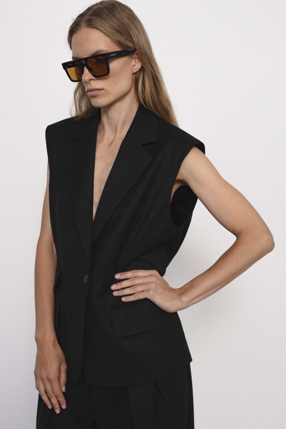 Women's clothing fashion. Bea waistcoat from unlabel f/w 25'26 collection. Minimalist style, modern design, premium quality womenswear. Made in Lithuania.