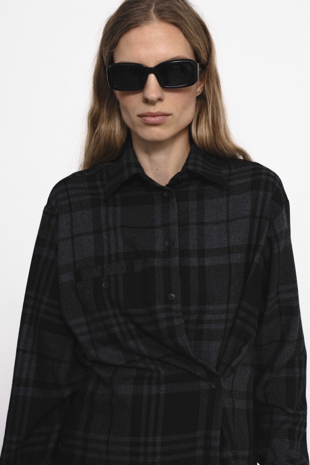 Women's clothing fashion. Bliss2 shirt from unlabel f/w 25'26 collection. Minimalist style, modern design, premium quality womenswear. Made in Lithuania.