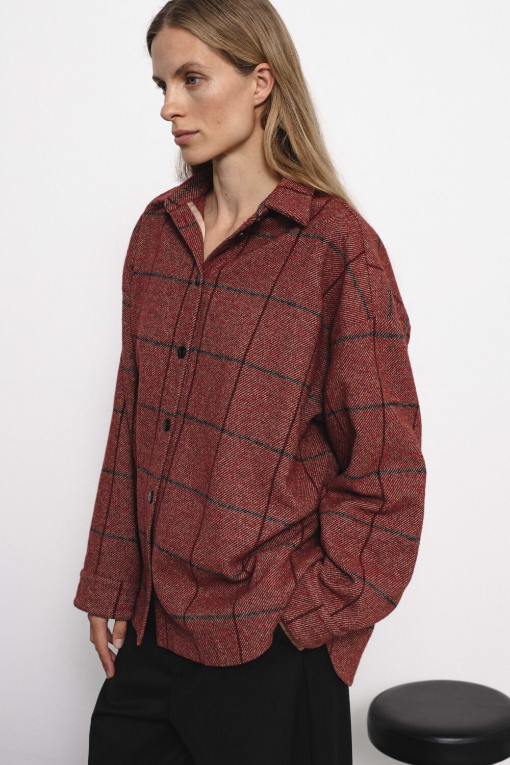 Women's clothing fashion. Bria shirt from unlabel f/w 25'26 collection. Minimalist style, modern design, premium quality womenswear. Made in Lithuania.