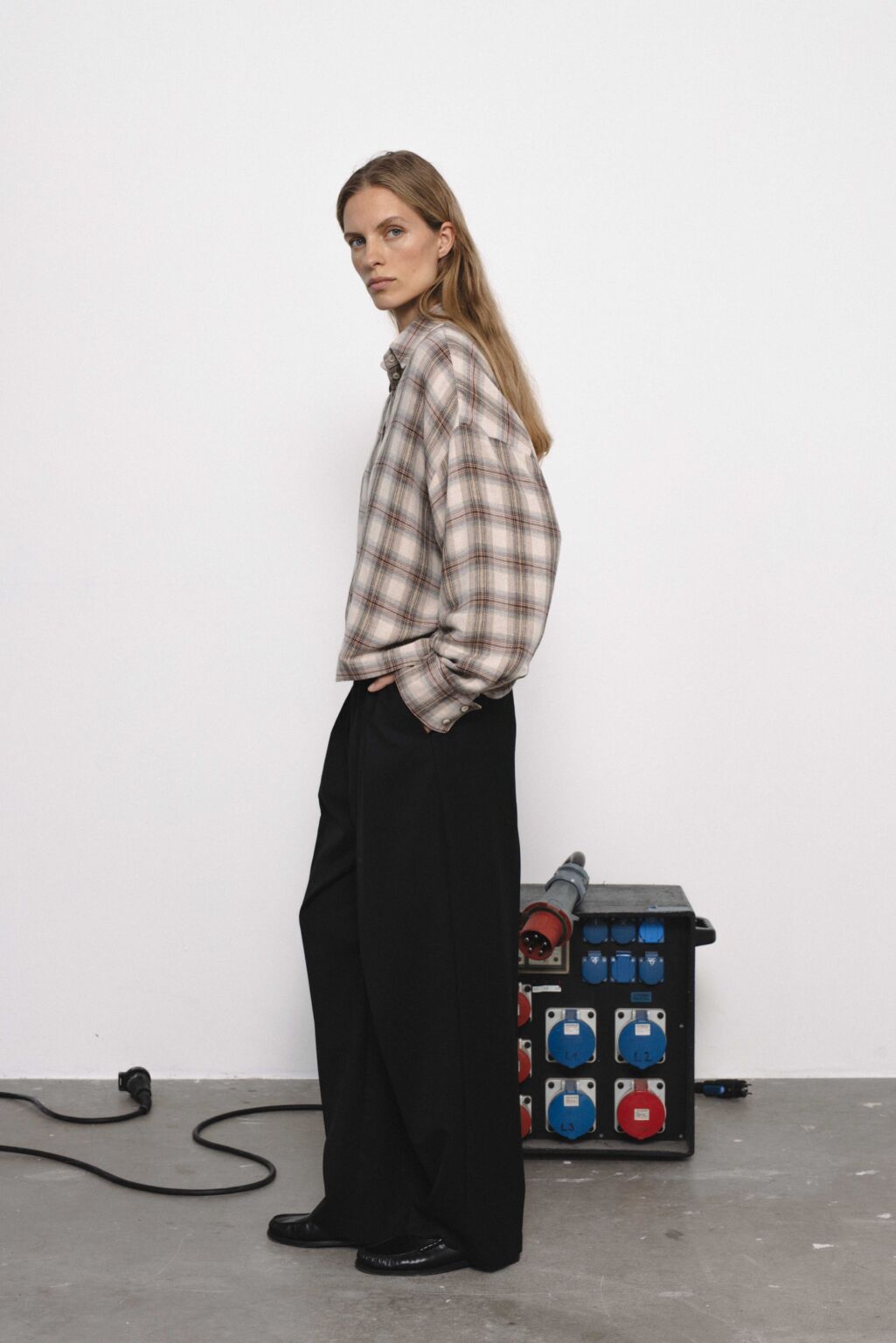 Women's clothing fashion. Meg double shirt from unlabel f/w 25'26 collection. Minimalist style, modern design, premium quality womenswear. Made in Lithuania.