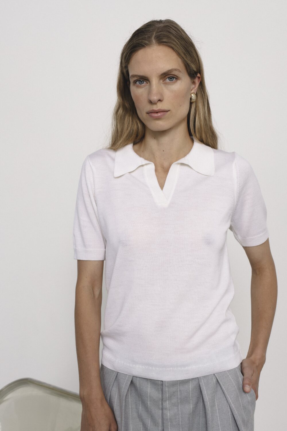 Women's clothing fashion. Nora1 top min from unlabel f/w 25'26 collection. Minimalist style, modern design, premium quality womenswear. Made in Lithuania.