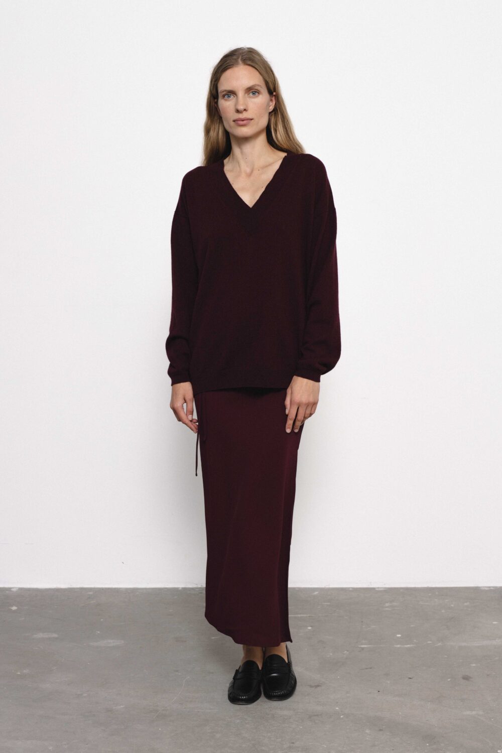 Women's clothing fashion. Sabalan sweater from unlabel f/w 25'26 collection. Minimalist style, modern design, premium quality womenswear. Made in Lithuania.