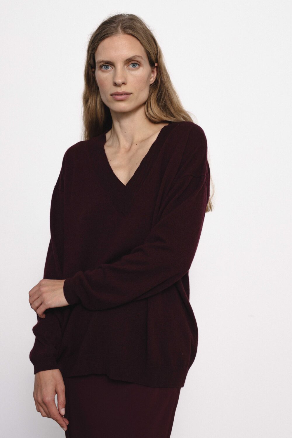 Women's clothing fashion. Sabalan sweater from unlabel f/w 25'26 collection. Minimalist style, modern design, premium quality womenswear. Made in Lithuania.