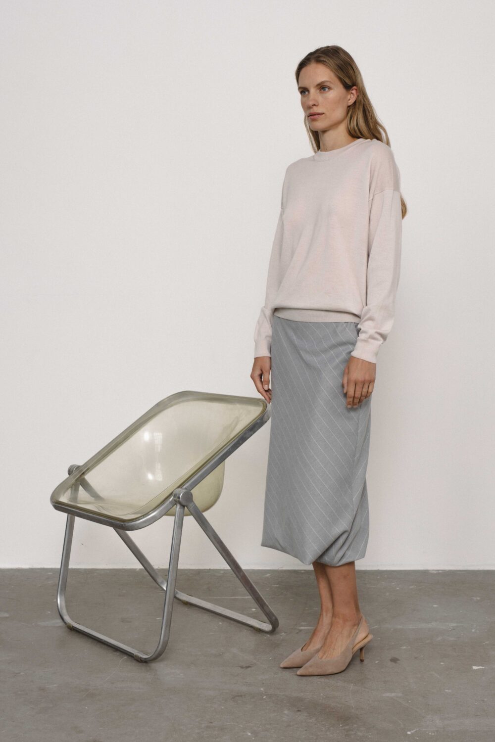 Women's clothing fashion. Viola1 sweater from unlabel f/w 25'26 collection. Minimalist style, modern design, premium quality womenswear. Made in Lithuania.
