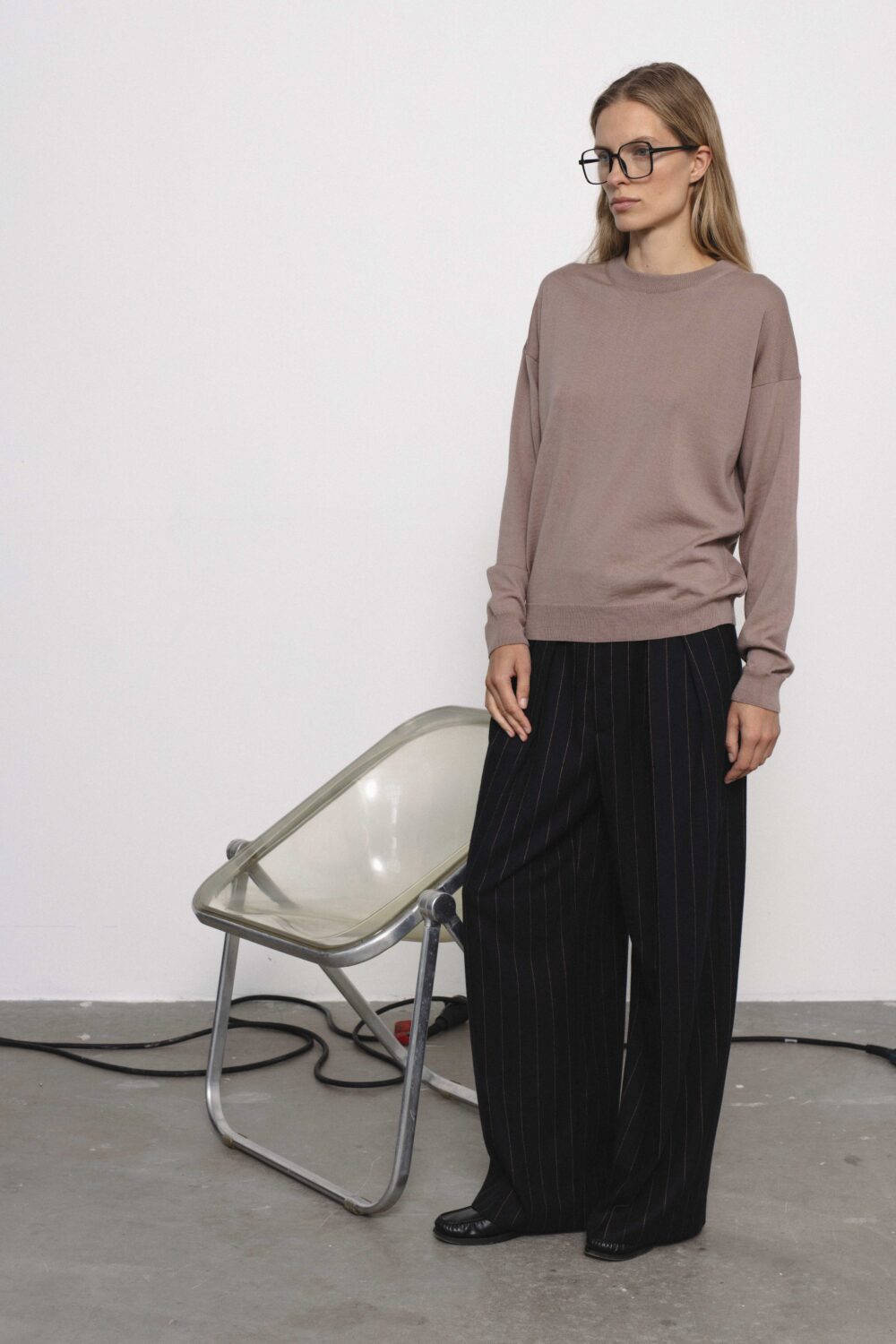 Women's clothing fashion. Viola3 sweater from unlabel f/w 25'26 collection. Minimalist style, modern design, premium quality womenswear. Made in Lithuania.