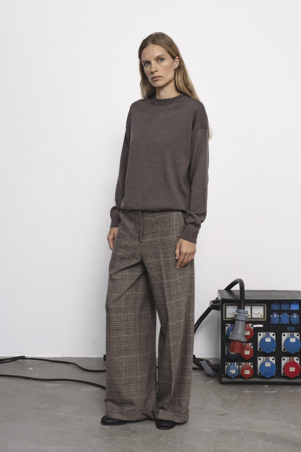 Women's clothing fashion. Viola5 sweater min from unlabel f/w 25'26 collection. Minimalist style, modern design, premium quality womenswear. Made in Lithuania.