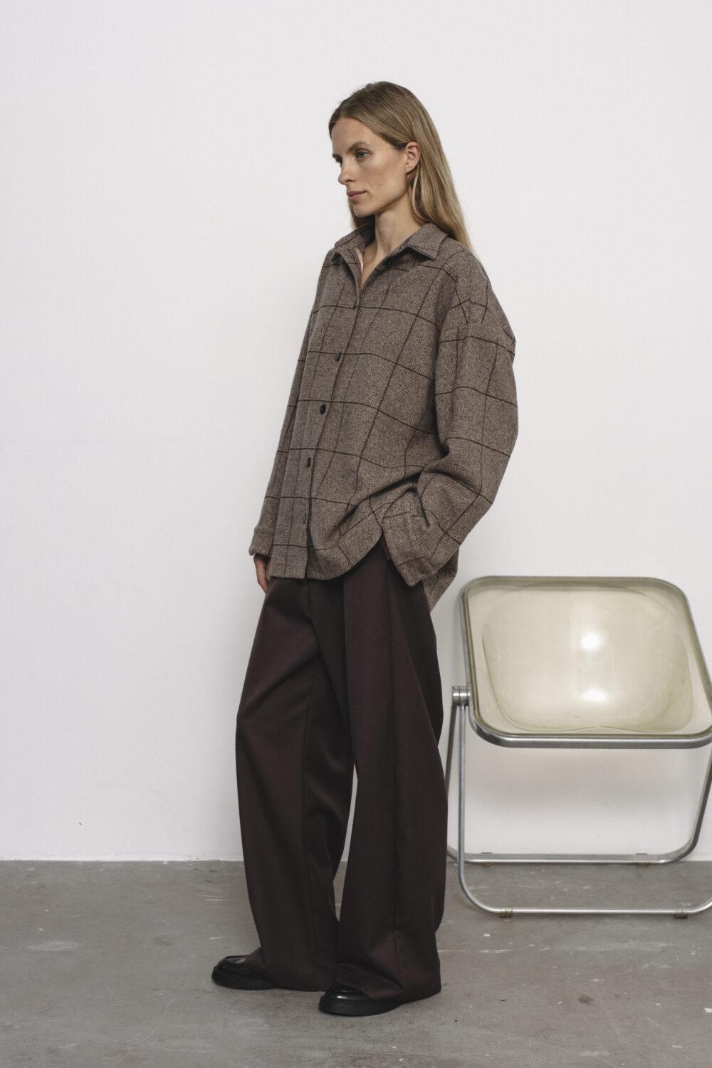 Women's clothing fashion. Zoe1 pants from unlabel f/w 25'26 collection. Minimalist style, modern design, premium quality womenswear. Made in Lithuania.