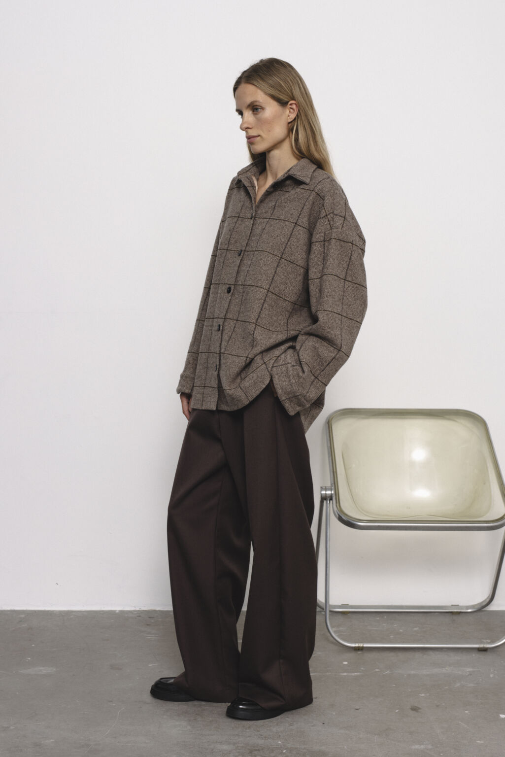 Women's clothing fashion. Zoe1 pants from unlabel f/w 25'26 collection. Minimalist style, modern design, premium quality womenswear. Made in Lithuania.