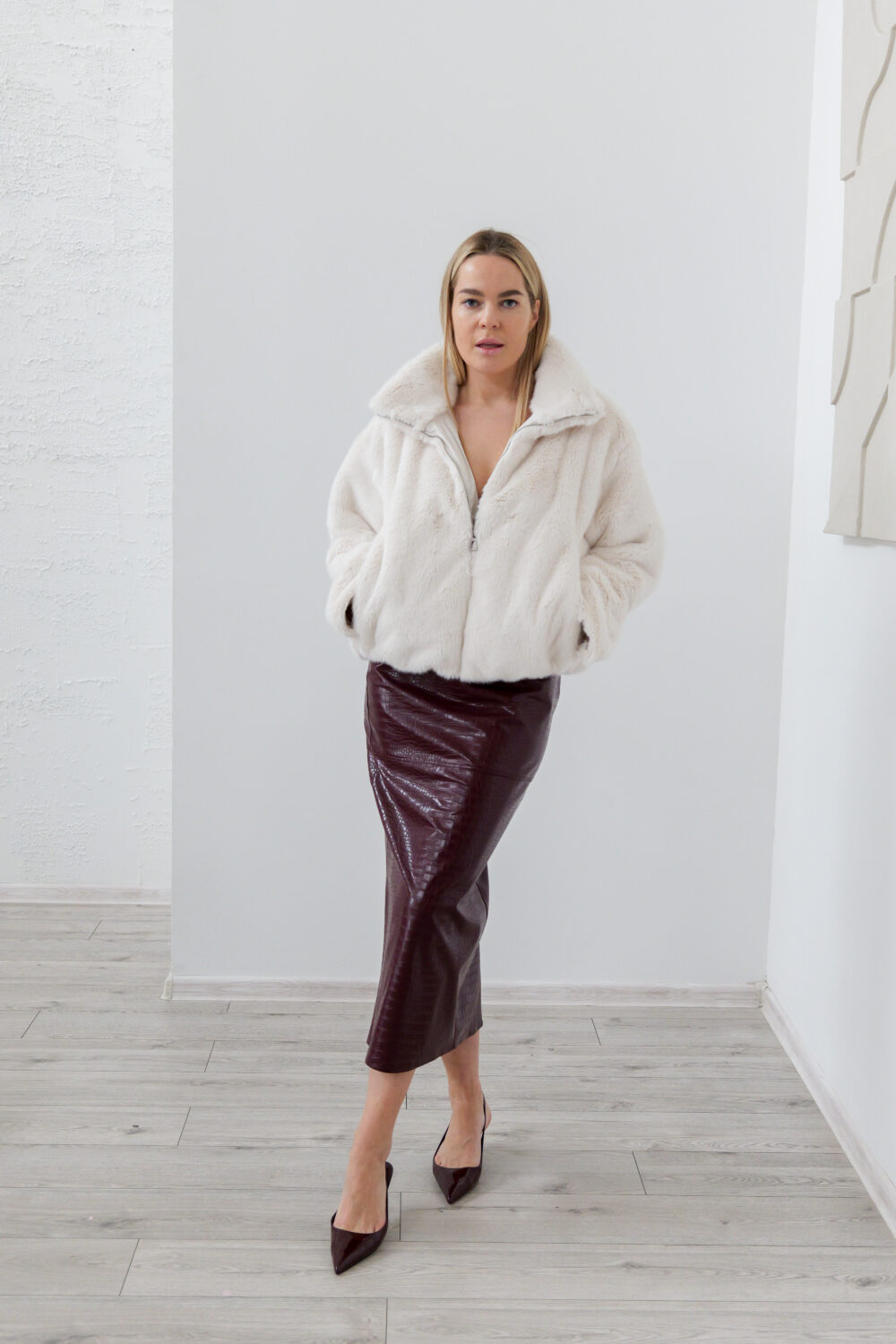 Women's clothing fashion. Pip furcoat from unlabel f/w 25'26 collection. Minimalist style, modern design, premium quality womenswear. Made in Lithuania.