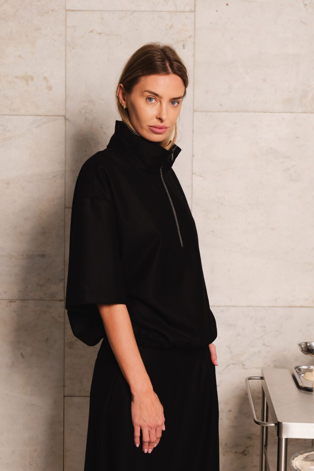 Women's clothing fashion. Dawn top from unlabel f/w 25'26 collection. Minimalist style, modern design, premium quality womenswear. Made in Lithuania.