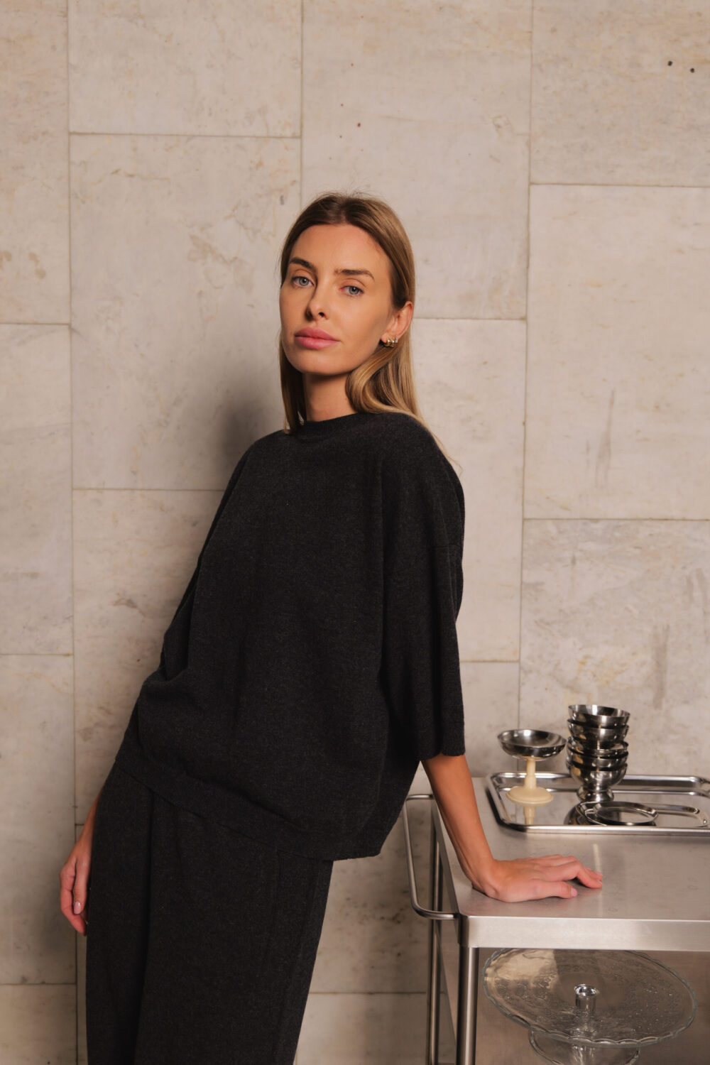 Women's clothing fashion. Hannah5 sweater from unlabel f/w 25'26 collection. Minimalist style, modern design, premium quality womenswear. Made in Lithuania.