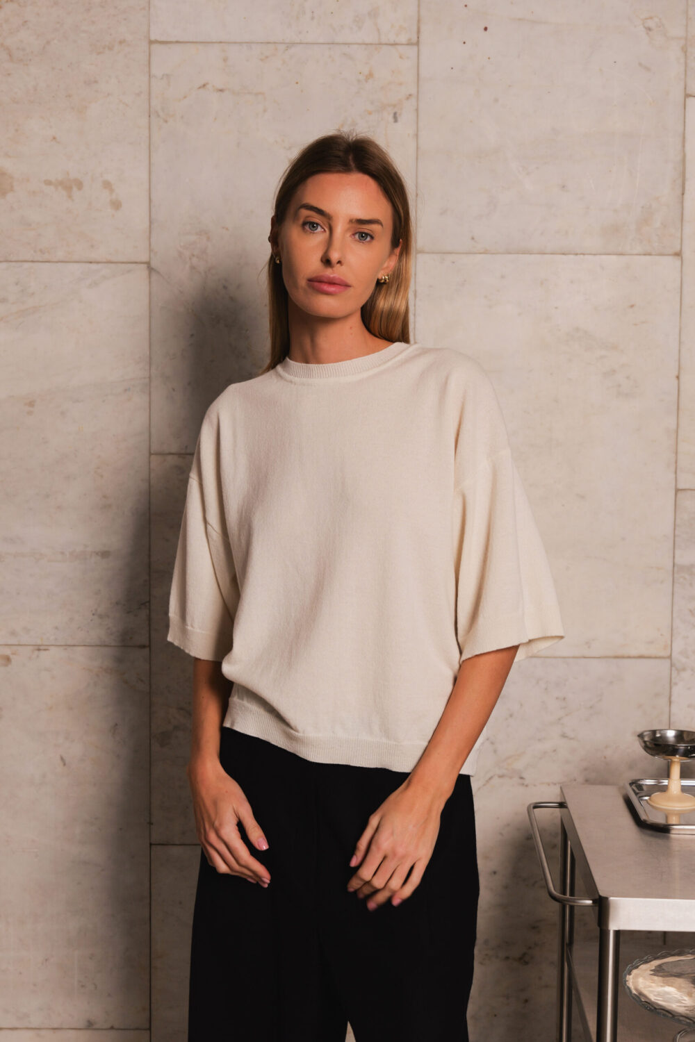 Women's clothing fashion. Hannah7 sweater from unlabel f/w 25'26 collection. Minimalist style, modern design, premium quality womenswear. Made in Lithuania.