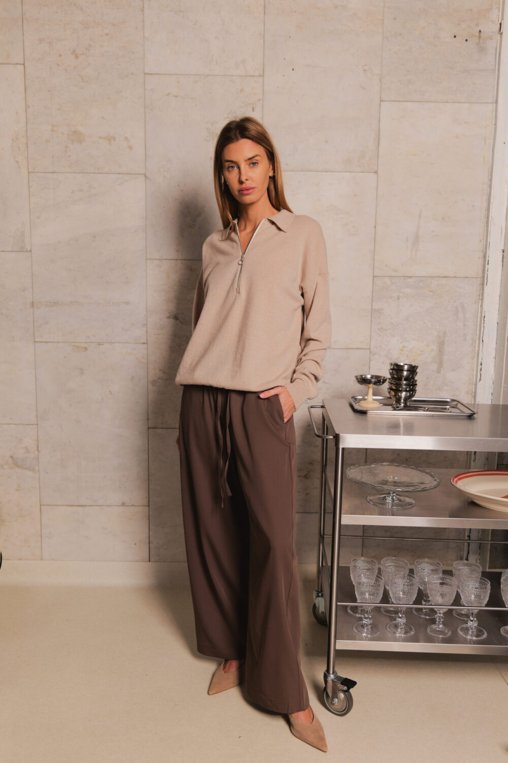Women's clothing fashion. Jean1 pants from unlabel f/w 25'26 collection. Minimalist style, modern design, premium quality womenswear. Made in Lithuania.