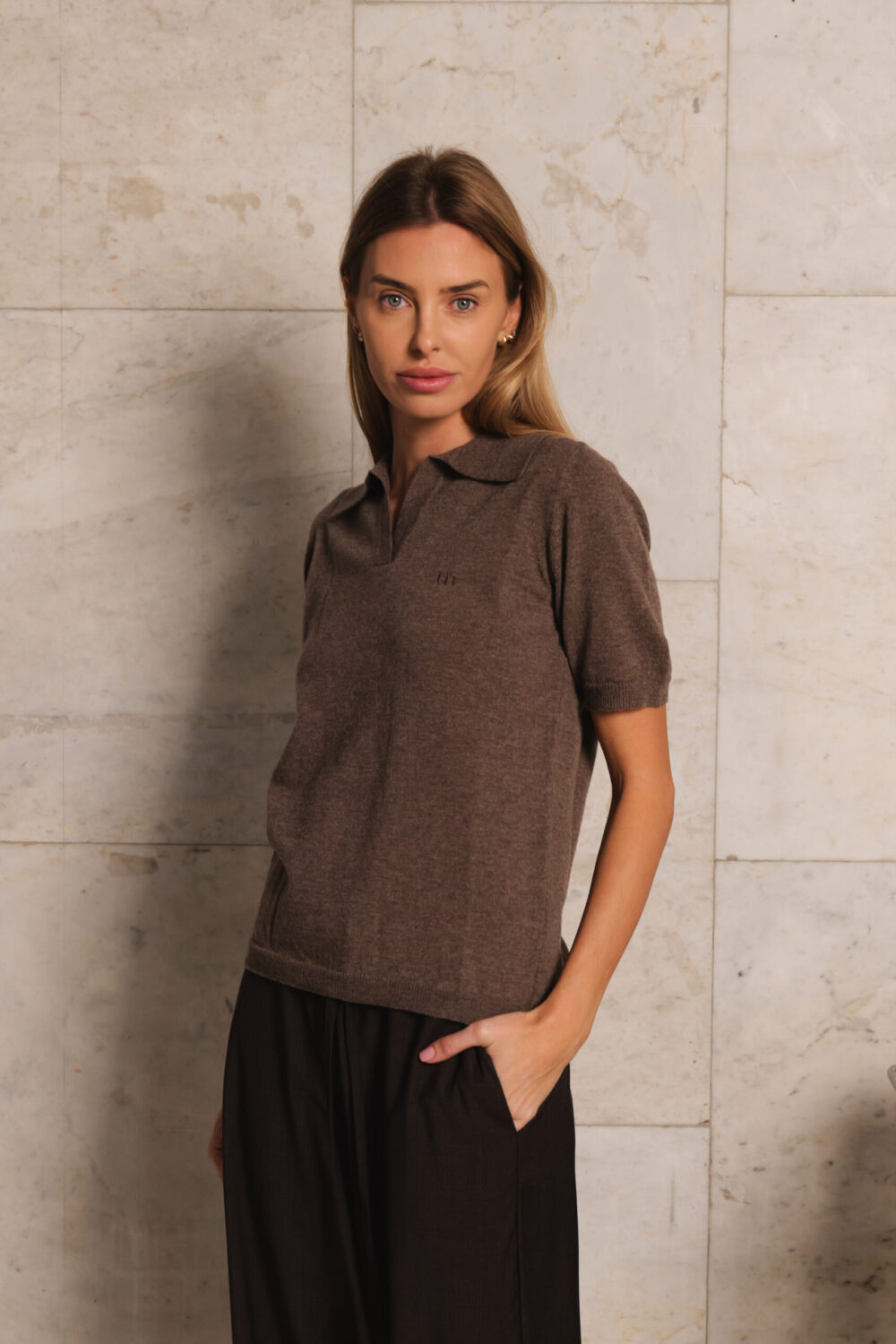 Women's clothing fashion. Maya2 polotop from unlabel f/w 25'26 collection. Minimalist style, modern design, premium quality womenswear. Made in Lithuania.