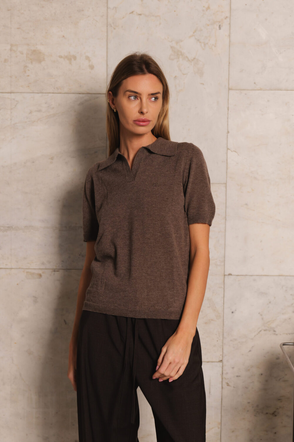 Women's clothing fashion. Maya2 polotop from unlabel f/w 25'26 collection. Minimalist style, modern design, premium quality womenswear. Made in Lithuania.