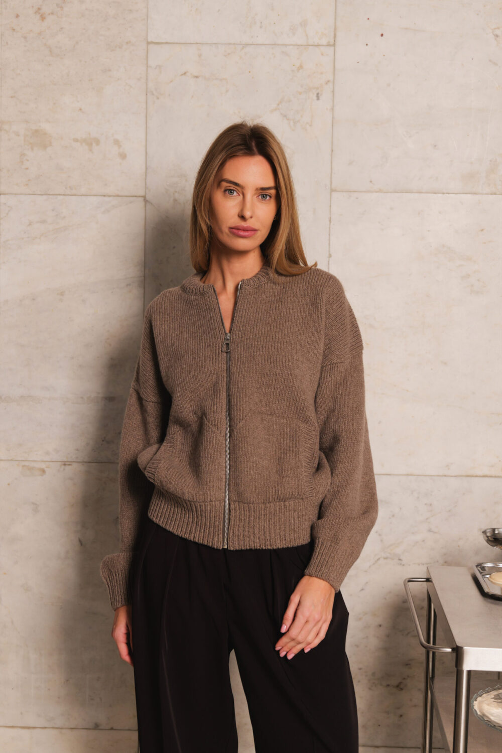 Women's clothing fashion. Mei1 bomber from unlabel f/w 25'26 collection. Minimalist style, modern design, premium quality womenswear. Made in Lithuania.