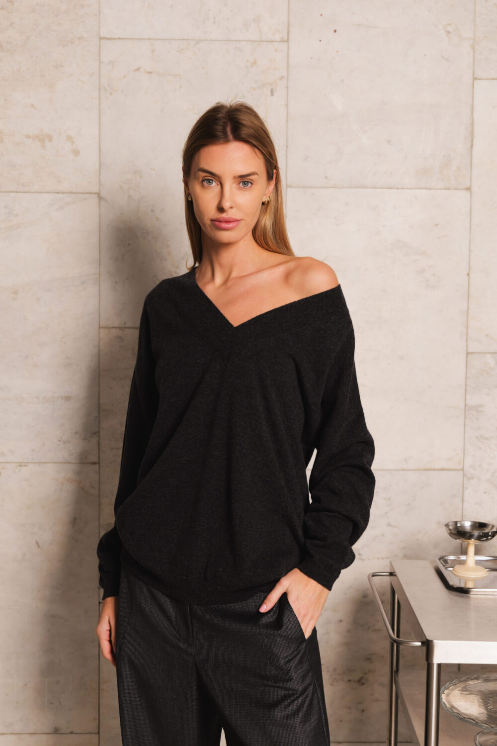 Women's clothing fashion. Ruby sweater from unlabel f/w 25'26 collection. Minimalist style, modern design, premium quality womenswear. Made in Lithuania.