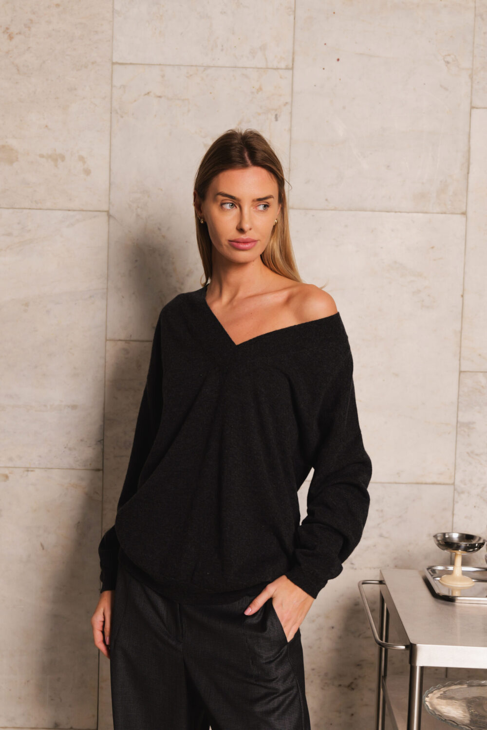 Women's clothing fashion. Ruby sweater from unlabel f/w 25'26 collection. Minimalist style, modern design, premium quality womenswear. Made in Lithuania.