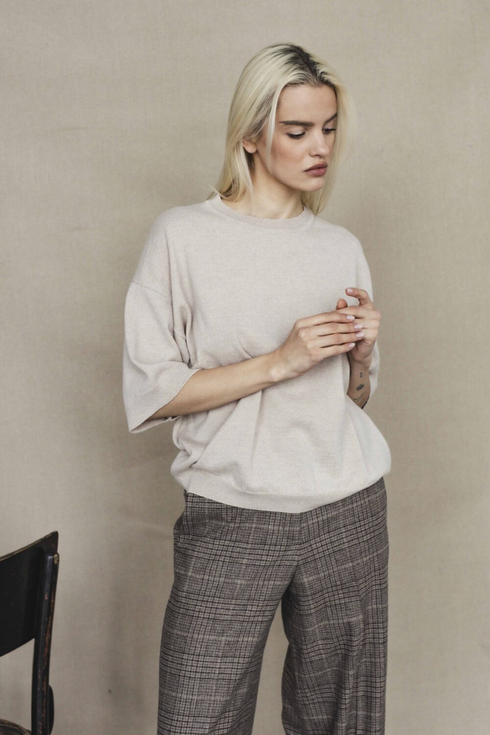Women's clothing fashion. Hannah sweater from unlabel f/w 25'26 collection. Minimalist style, modern design, premium quality womenswear. Made in Lithuania.