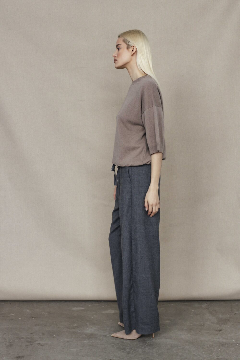 Women's clothing fashion. Hannah1 sweater from unlabel f/w 25'26 collection. Minimalist style, modern design, premium quality womenswear. Made in Lithuania.