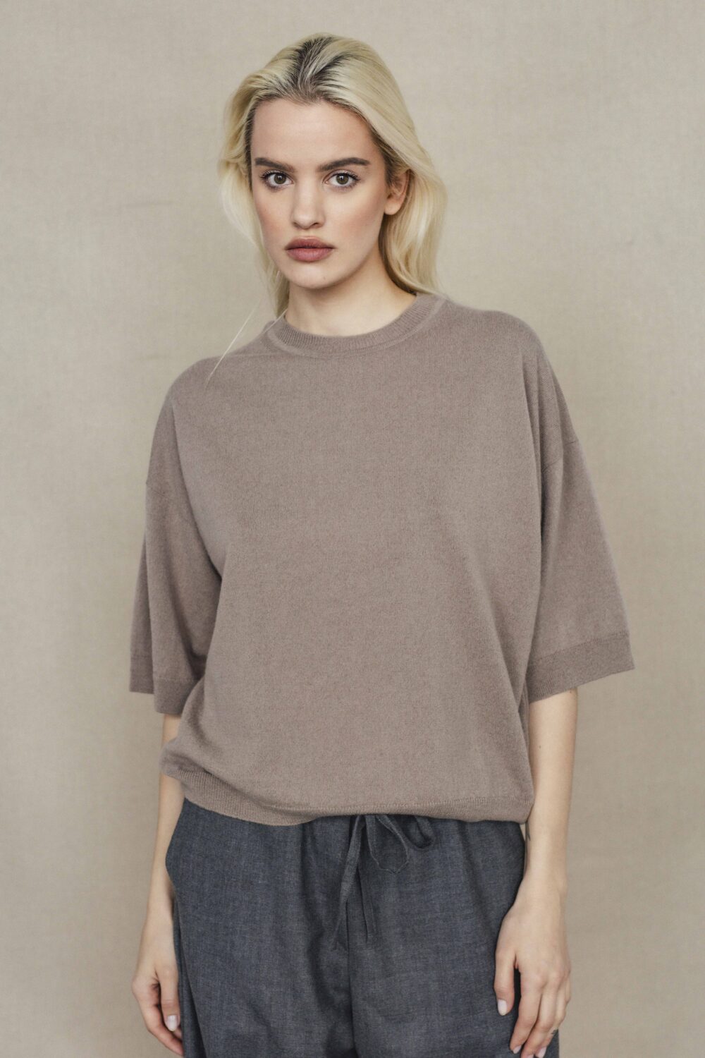 Women's clothing fashion. Hannah1 sweater from unlabel f/w 25'26 collection. Minimalist style, modern design, premium quality womenswear. Made in Lithuania.