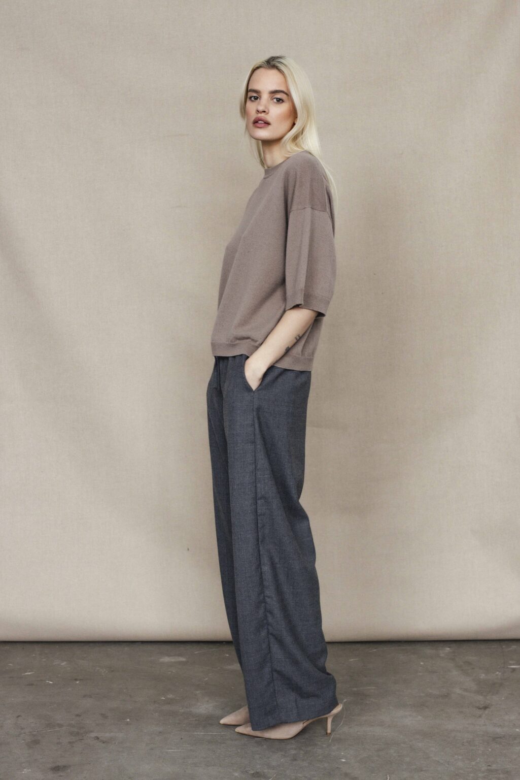Women's clothing fashion. Jean pants from unlabel f/w 25'26 collection. Minimalist style, modern design, premium quality womenswear. Made in Lithuania.