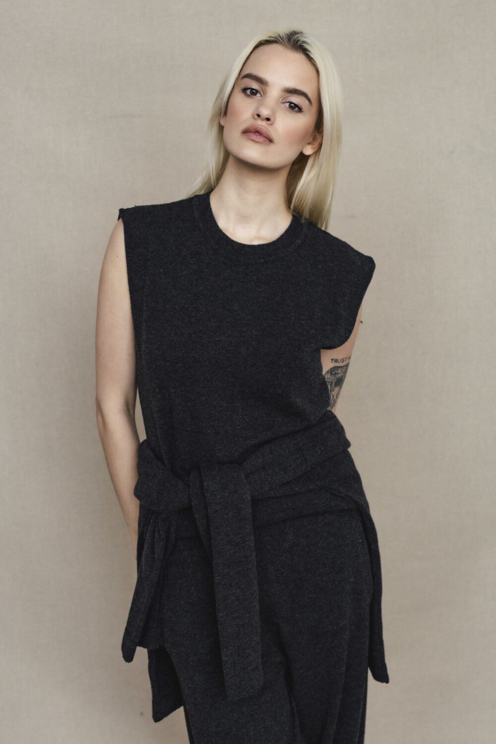 Women's clothing fashion. Lily top from unlabel f/w 25'26 collection. Minimalist style, modern design, premium quality womenswear. Made in Lithuania.