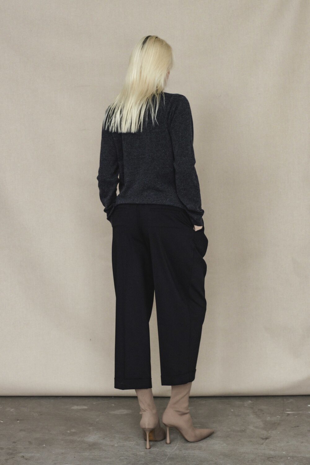Women's clothing fashion. Mae1 pants from unlabel f/w 25'26 collection. Minimalist style, modern design, premium quality womenswear. Made in Lithuania.