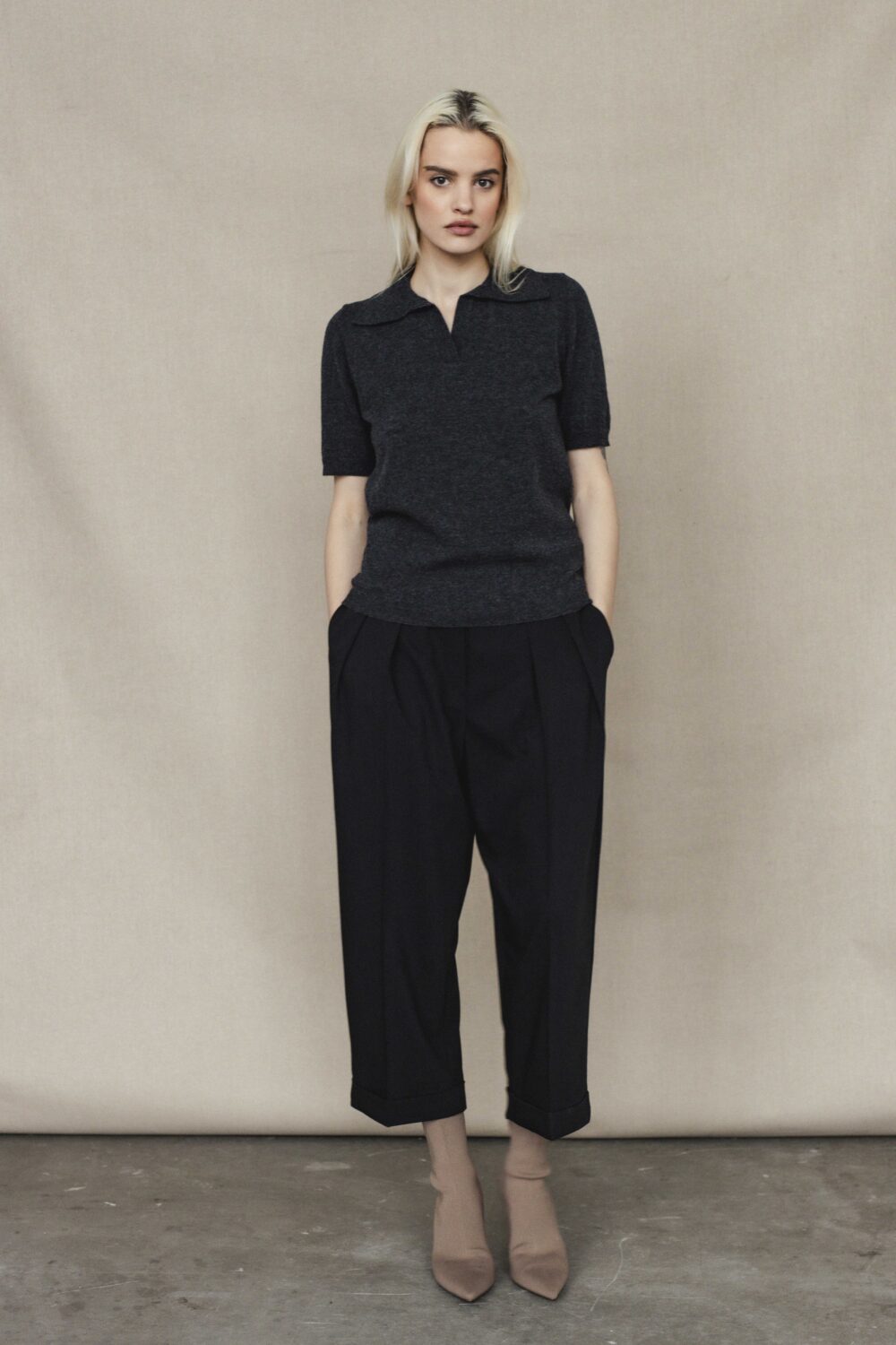 Women's clothing fashion. Mae1 pants from unlabel f/w 25'26 collection. Minimalist style, modern design, premium quality womenswear. Made in Lithuania.