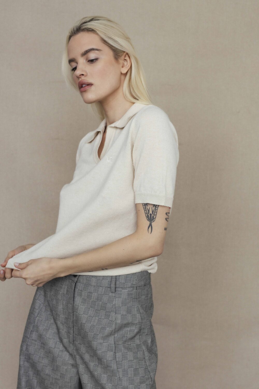 Women's clothing fashion. Maya3 polotop from unlabel f/w 25'26 collection. Minimalist style, modern design, premium quality womenswear. Made in Lithuania.