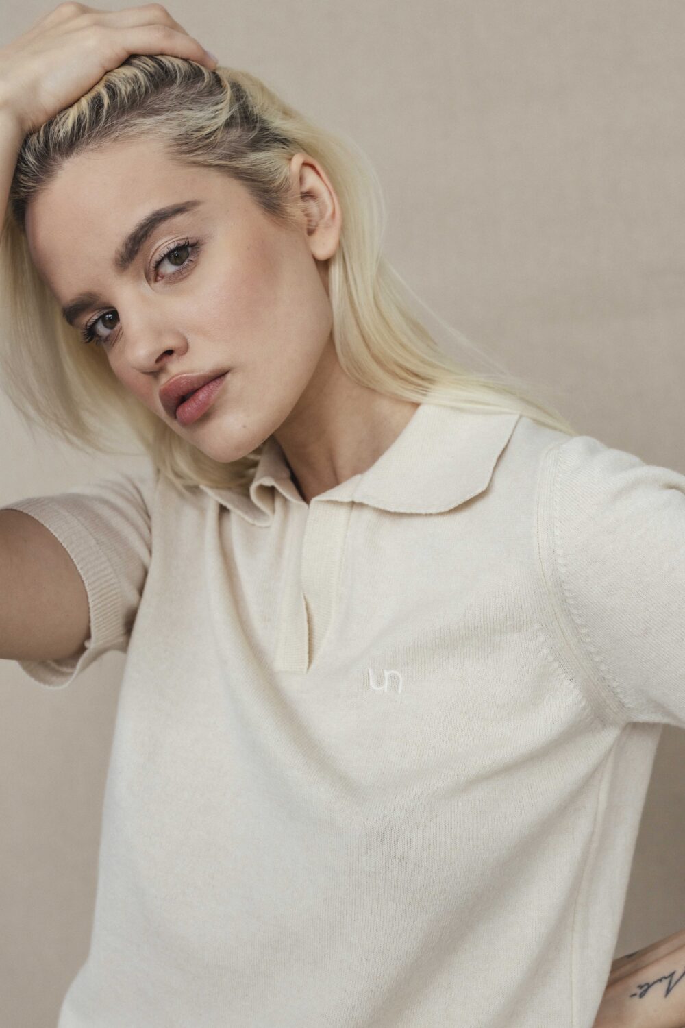 Women's clothing fashion. Maya3 polotop from unlabel f/w 25'26 collection. Minimalist style, modern design, premium quality womenswear. Made in Lithuania.