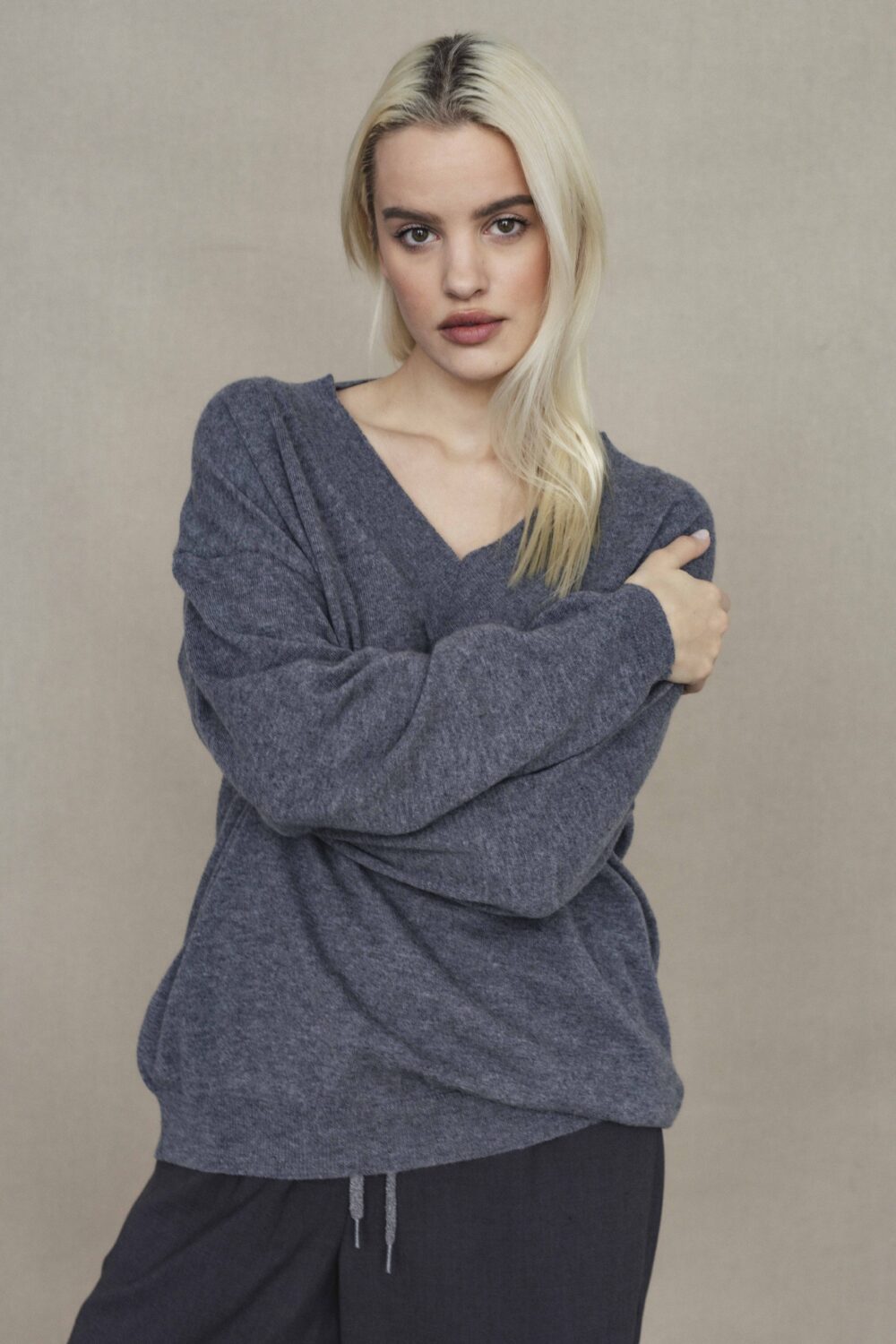 Women's clothing fashion. Ruby3 sweater from unlabel f/w 25'26 collection. Minimalist style, modern design, premium quality womenswear. Made in Lithuania.
