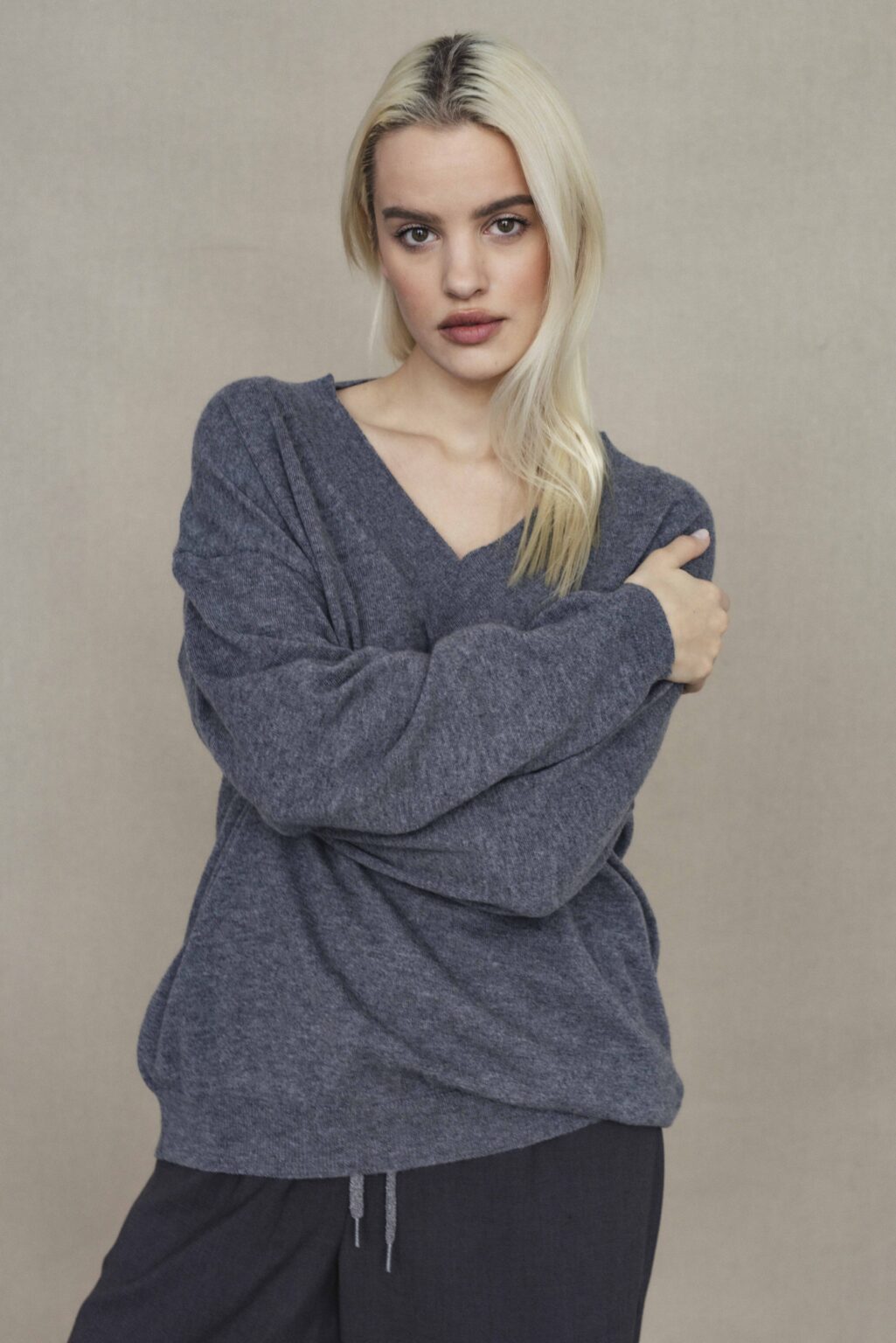 Women's clothing fashion. Ruby3 sweater from unlabel f/w 25'26 collection. Minimalist style, modern design, premium quality womenswear. Made in Lithuania.