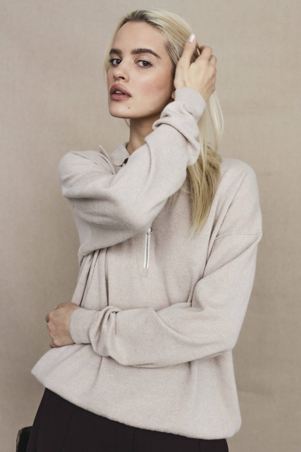 Women's clothing fashion. Willow polotopzip from unlabel f/w 25'26 collection. Minimalist style, modern design, premium quality womenswear. Made in Lithuania.