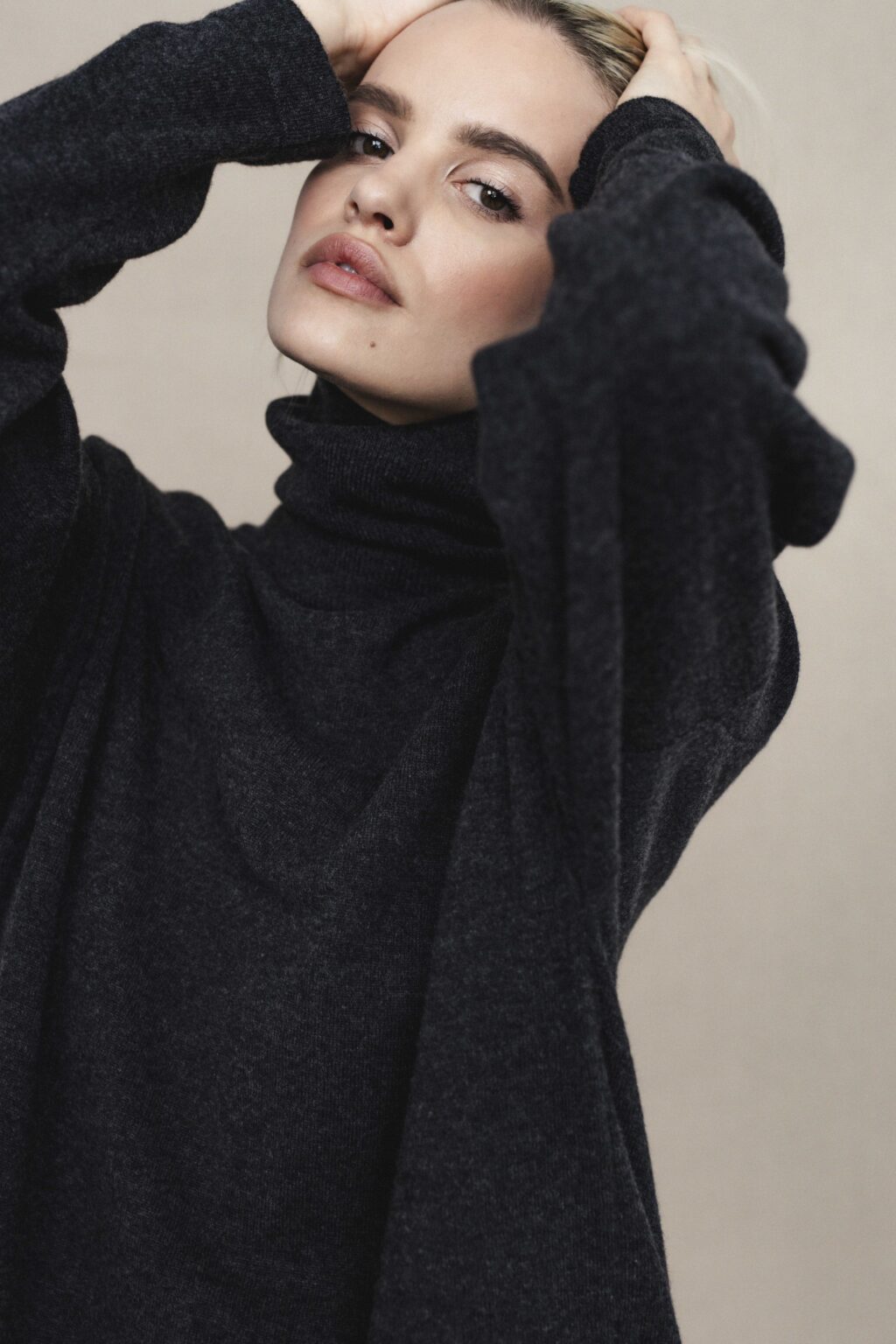 Women's clothing fashion. Zoey1 sweater from unlabel f/w 25'26 collection. Minimalist style, modern design, premium quality womenswear. Made in Lithuania.
