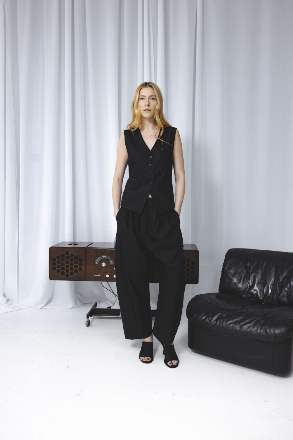 Women's clothing fashion. Frost waistcoat from unlabel f/w 25'26 collection. Minimalist style, modern design, premium quality womenswear. Made in Lithuania.