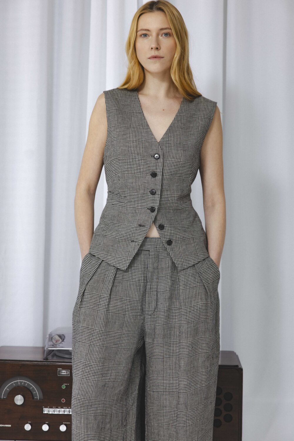 Women's clothing fashion. Frost1 waistcoat from unlabel f/w 25'26 collection. Minimalist style, modern design, premium quality womenswear. Made in Lithuania.