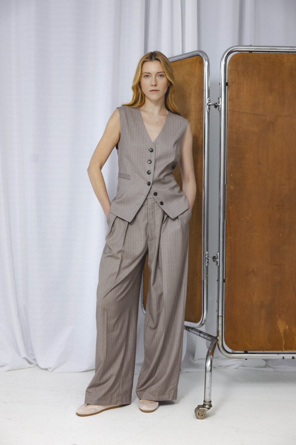 Women's clothing fashion. Frost2 waistcoat from unlabel f/w 25'26 collection. Minimalist style, modern design, premium quality womenswear. Made in Lithuania.