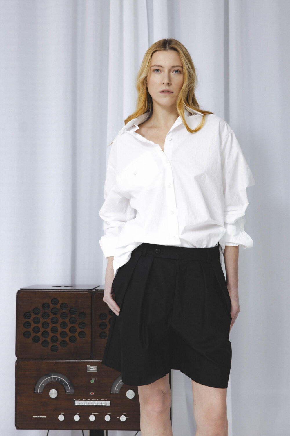 Women's clothing fashion. Vapor shorts from unlabel f/w 25'26 collection. Minimalist style, modern design, premium quality womenswear. Made in Lithuania.