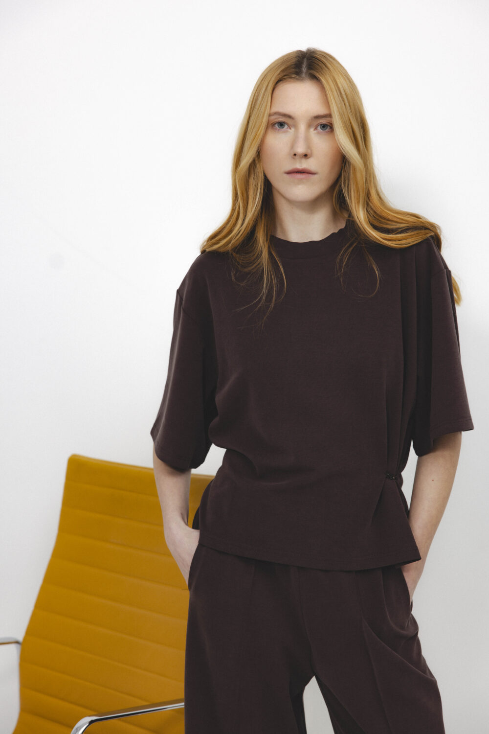 Women's clothing fashion. Whisp t shirt from unlabel f/w 25'26 collection. Minimalist style, modern design, premium quality womenswear. Made in Lithuania.