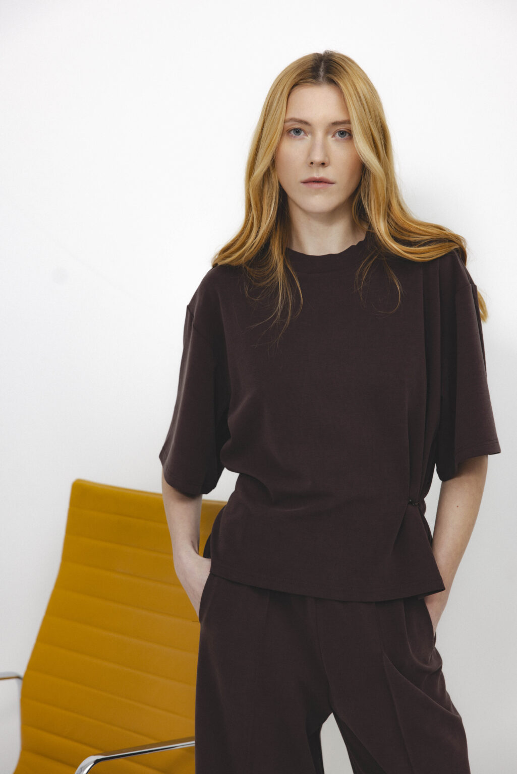Women's clothing fashion. Whisp t shirt from unlabel f/w 25'26 collection. Minimalist style, modern design, premium quality womenswear. Made in Lithuania.
