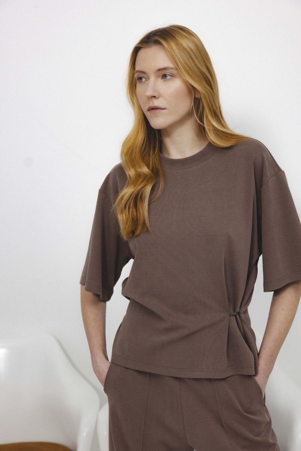 Women's clothing fashion. Whisp1 t shirt from unlabel f/w 25'26 collection. Minimalist style, modern design, premium quality womenswear. Made in Lithuania.